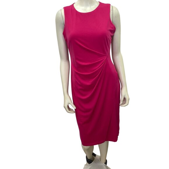 Taylor Sleeveless Hot Pink Ruched Sheath Dress Knee-Length Womens‎ Elegant 10 - Picture 4 of 8